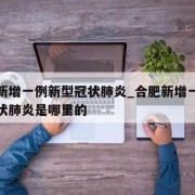 合肥新增一例新型冠状肺炎_合肥新增一例新型冠状肺炎是哪里的